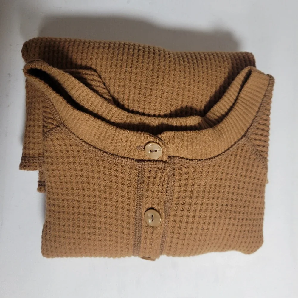 Old Navy Thermal Waffle Knit Henley Top Womens 3X Relaxed Cozy Travel Loungewear
